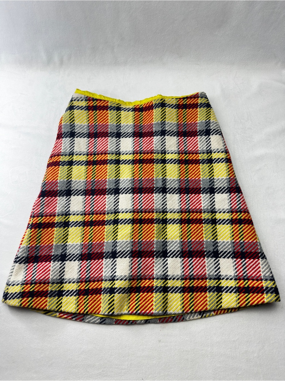 Boden Plaid Midi Skirt Pencil Checked 6 Regular Preppy Academic Yellow Womens